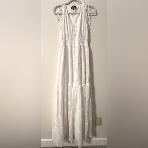 Lulu's White Embroidered Maxi Dress